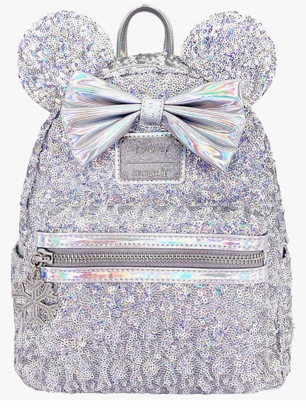 NWT Loungefly X LASR Exclusive Disney Holographic Sequin Minnie Mini Backpack
